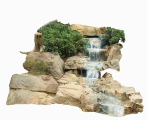 Ein Wasserfall bringt Sauerstoff in den Gartenteich