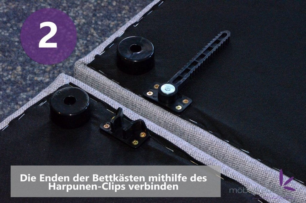 Beschreibung einer Befestigung für ein Boxspringbett als Anleitung