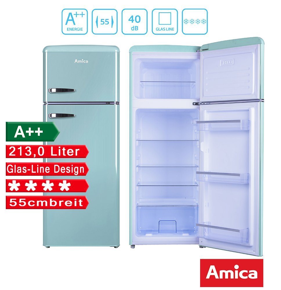 Amica Retro K%C3%BChl Gefrierkombination Blau KGC 15632 T 1