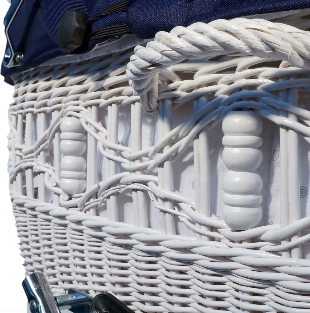 Eichhorn SEN-WW-K041-RF-EVA Weidenkorbkinderwagen mit Lederriemengestell Korb Weide weiß, EVA-Rad