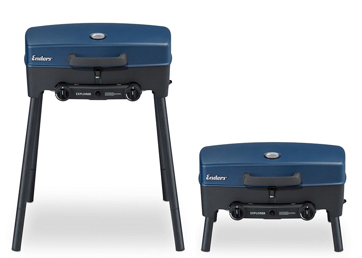 Gasgrill in der Höhe verstellbar in blau