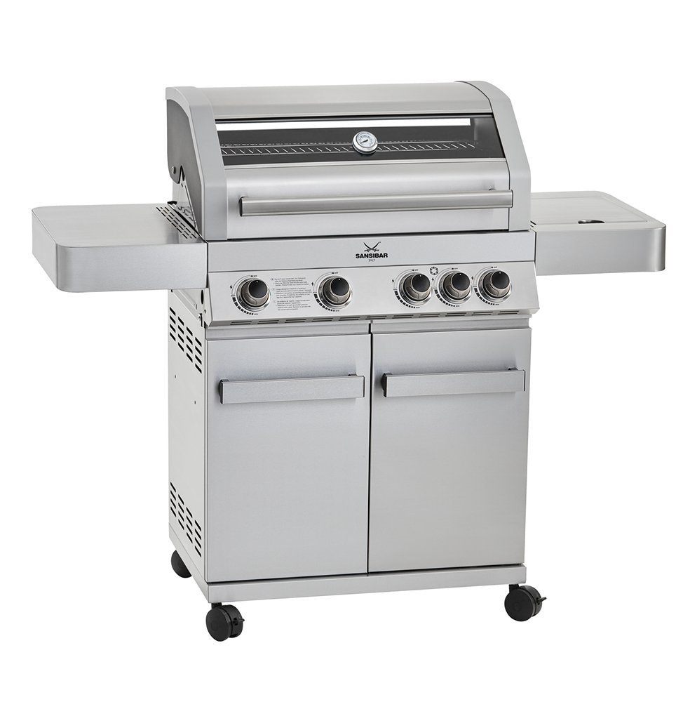 Gasgrill von Rösle in silber in der Frontansicht