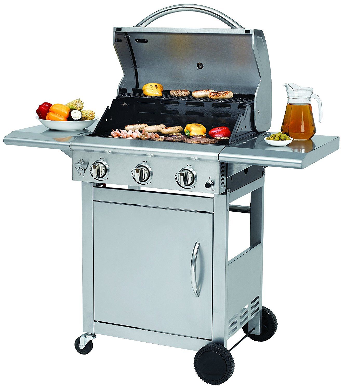 Gasgrill Calverton von Tepro mit offenem Deckel in silber