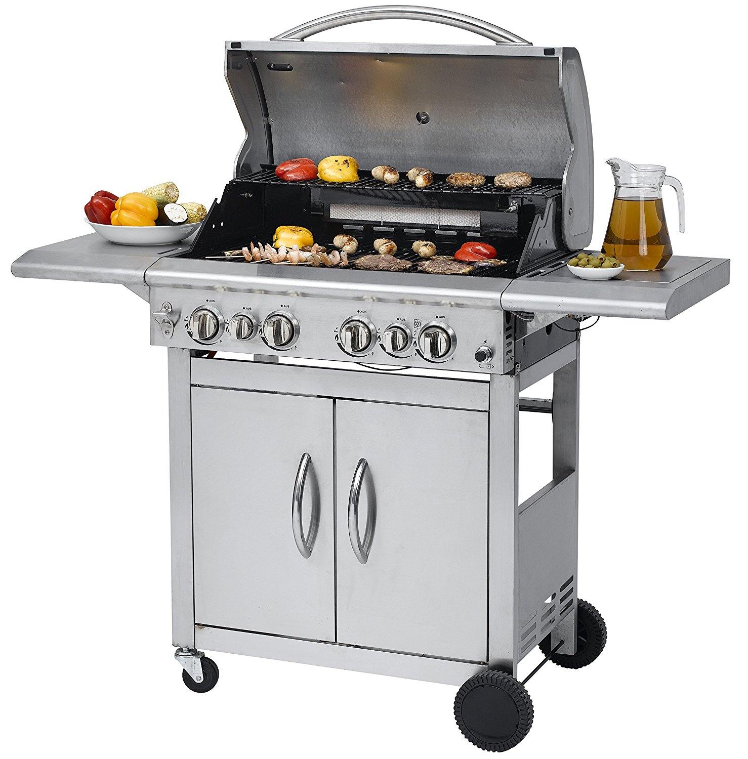Gasgrill Keansburg von Tepro mit offenem Deckel in silber