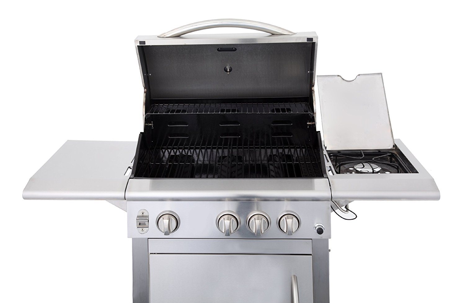 Gasgrill Wellington von Tepro mit offenem Deckel in silber