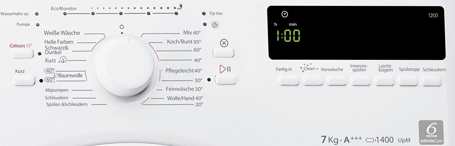 Das Bedienelement der Whirlpool AWO 7748 Waschmaschine Frontlader