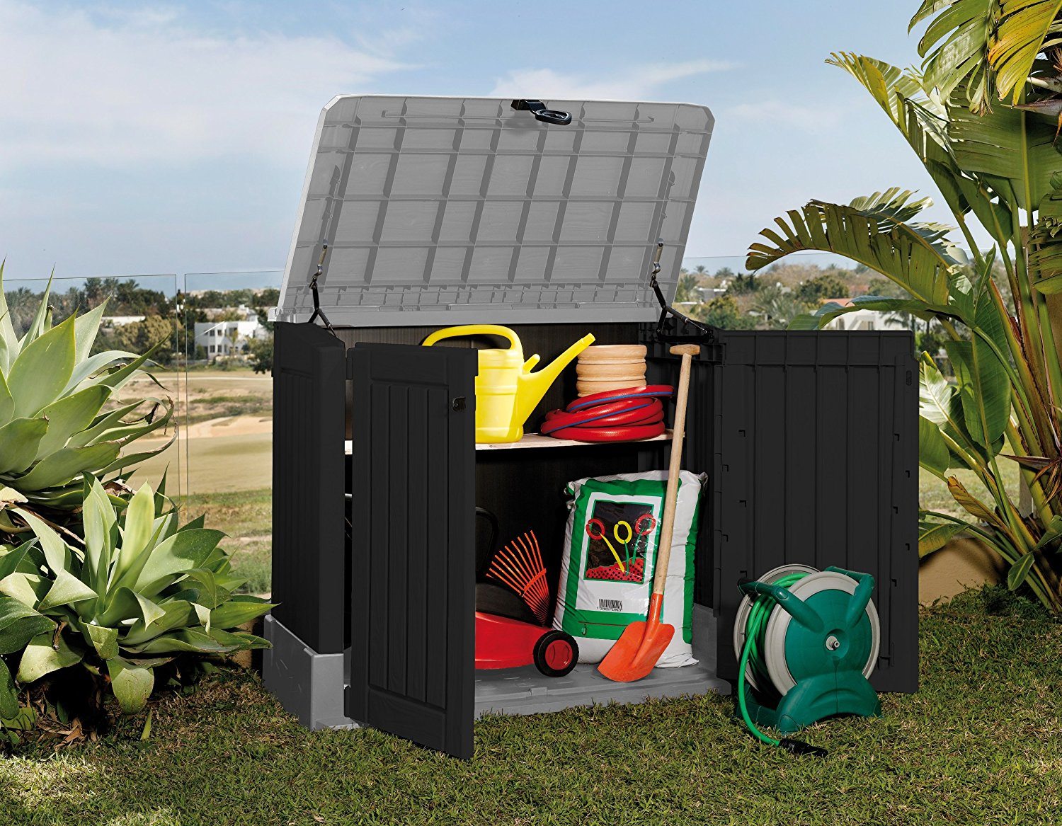 Mülltonnenbox von Keter Store it Out Midi, Schwarz, 845L Garten