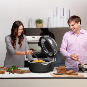 Klarstein VitAir • Heißluftfritteuse • Fritteuse • 1400 Watt • 9 Liter Garraum • fett-frei Frittieren • Backen • Grillen • Rösten • Halogen-Infrarot-Heizelement • Kuppel-Design • Automatikprogramme • LCD-Display • Antihaft-Beschichtung • schwarz