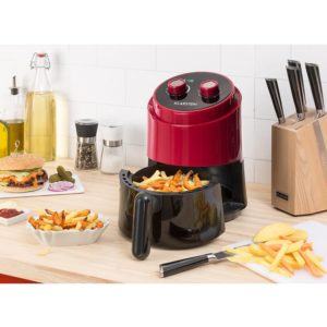 Klarstein Well Air Fry • Heißluftfritteuse • Fritteuse • fett-frei Frittieren • Backen • Grillen • Rösten • 1230 Watt • 1,5L Füllkapazität • Überhitzungsschutz • analoges Bedienfeld • Kontrollleuchten • rot