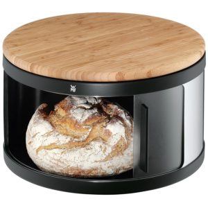 WMF Brottrommel mit Schneidbrett Ø 32cm rund, Höhe ca. 13cm Gourmet Brotkasten Bambus Kunststoff Handwäsche im test