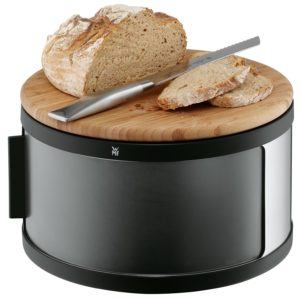 WMF Brottrommel mit Schneidbrett Ø 32cm rund, Höhe ca. 13cm Gourmet Brotkasten Bambus Kunststoff Handwäsche test