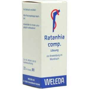 Verpackung von Mundwasser RATANHIA COMP von Weleda im Test