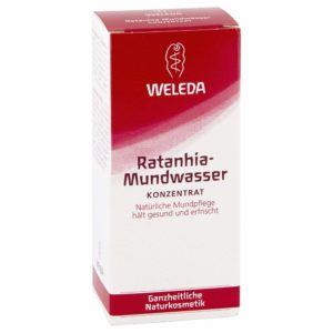 Verpackung des WELEDA Ratanhia Mundwasser im Test
