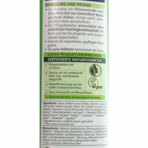 Rückseite von DM Alverde Pflegedusche Olive Aloe Vera im Test