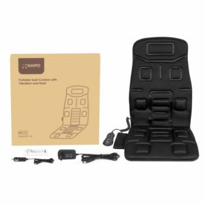 Naipo Massagegerät Vibrations Massagesitzauflage Rückenmassagegerät Massagesitzkissen Massage Matte mit Vibration Wärme 8 Motorvibrationen 4 Massage Modi 3 Geschwindigkeitsstufen und Hitze-Modus