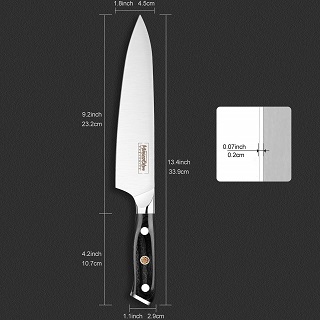 Das Küchenmesser mit Pakka holz Griff von Mascot XM Chef im Test und Vergleich bei Expertentesten