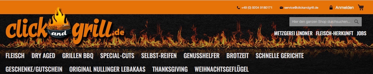 Clickandgrill Kategorien: übersichtlich angelegt.