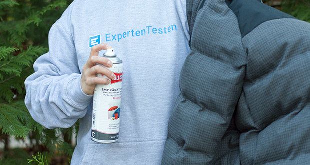 BALLISTOL Pluvonin Imprägnierspray im Test - sprühen können Sie senkrecht oder waagerecht in einem Abstand von ca. 20 bis 25 cm. Trocknen lassen – fertig