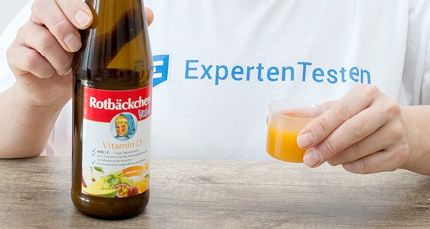 Rotbäckchen Vital Vitamin D im Test - Empfohlene tägliche Verzehrsmenge für Erwachsene: 2 x täglich 25 ml = 50 ml (Tagesportion)