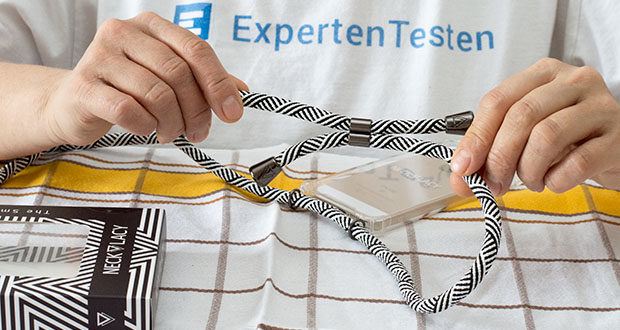 NECKLACY Domino Swirl Handycase für iPhone 7/8 im Test - die Kordeln sind alle ca. 1,5 Meter lang und einfach verkürzbar