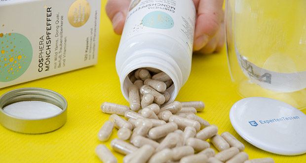 Cosphera Mönchspfeffer Kapseln im Test - enthält Mönchspfeffer, Vitamin B6 & B12, Eisen, Wild-Yams, Dong-Quai, Beifuß, Traubensilberkerze