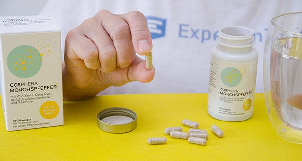 Cosphera Mönchspfeffer Kapseln im Test - täglich 2 Kapseln mit Flüssigkeit einnehmen