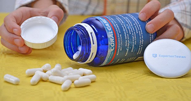 Coralcare Coral Calcium mit Vitamin D3 und K2 im Test - nur 2 Kapseln decken 100% des Tagesbedarfs an Calcium und Vitamione D3 und K2
