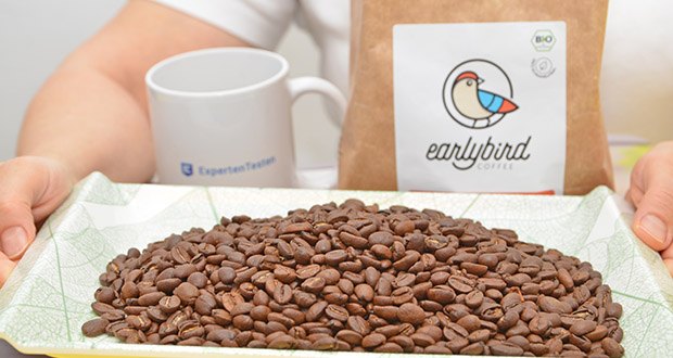 earlybird Bio ganze Bohne Kaffee Vollautomat im Test - die mexikanischen Bohnen schaffen ein würziges, die äthiopischen Bohnen ein exotisch-fruchtiges Aroma
