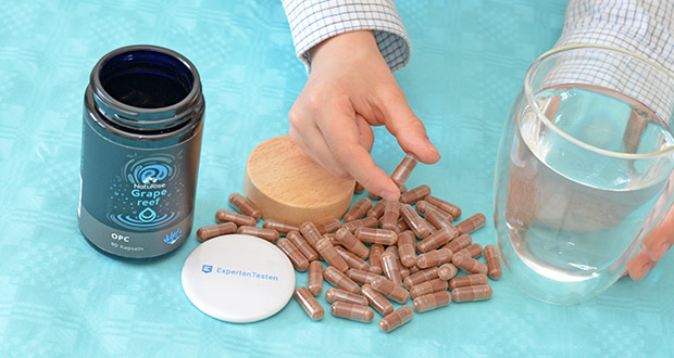 NatuRise Grape Reef OPC Kapseln im Test - Dosierung: 1x täglich - 2 Kapseln zu einer Mahlzeit mit Wasser einnehmen