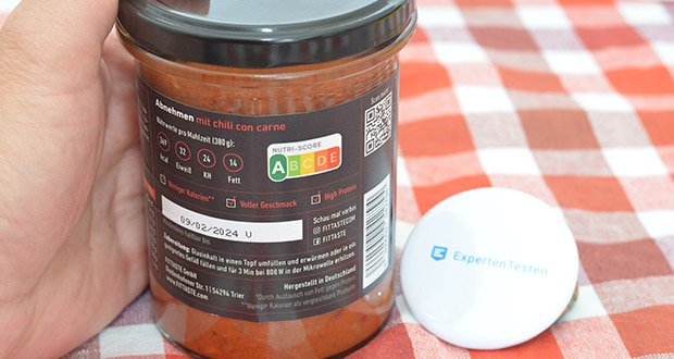 FITTASTE Chili con Carne im Test - Brennwert pro Portion 369 kcal