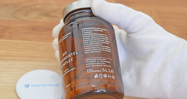 CLAV Bio Mariendistel Komplex im Test - Bestandteile: Bio Mariendistel Pulver, Überzugsmittel: Hydroxypropylmethylcellulose (Pflanzliche Kapselhülle), Bio Artischocken Extrakt
