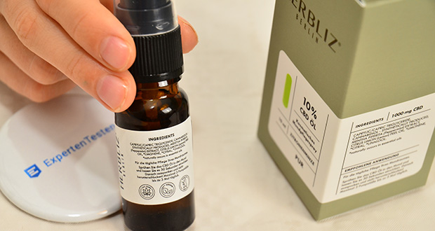 Herbliz Zitronenminze CBD Öl 10% im Test - Inhaltsstoffe: CAPRYLIC/CAPRIC TRYGLYCERIDE (Coconut Oil), CANNABIDIOL (synthetically produced), MENTHA PIPERITA (Peppermint) EXTRACT, CITRUS LIMON (Lemon) PEEL OIL, *LIMONENE *naturally occurs in essential oils