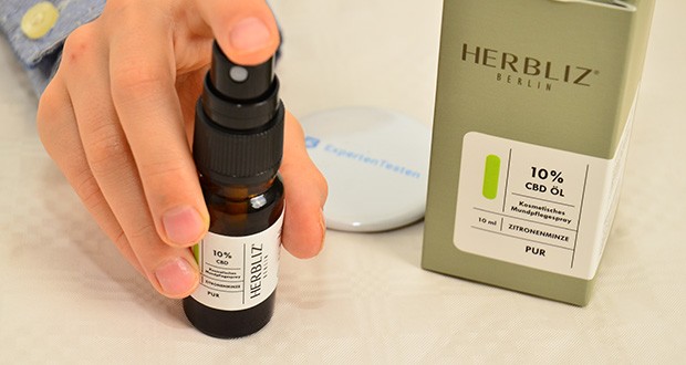 Herbliz Zitronenminze CBD Öl 10% im Test - maximal 3 Pumpstöße bis zu 3 Mal täglich