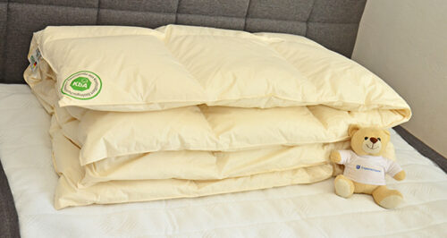 Bio-Luxe-KBA Cuscino In Piuma Biologico 50x70 Cm – Piumino D'Oca E Cotone Bio, Fatto In Germania, Certificato E Lavabile