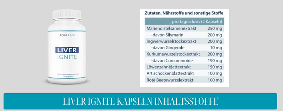 Erklärung der Liver Ignite Kapseln Inhaltsstoffe