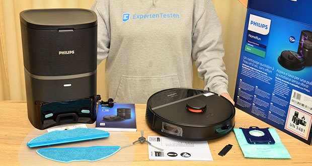 Philips Homerun 3100 Saugroboter mit Wischfunktion im Test - Lieferumfang inklusive Docking Station und Zubehör