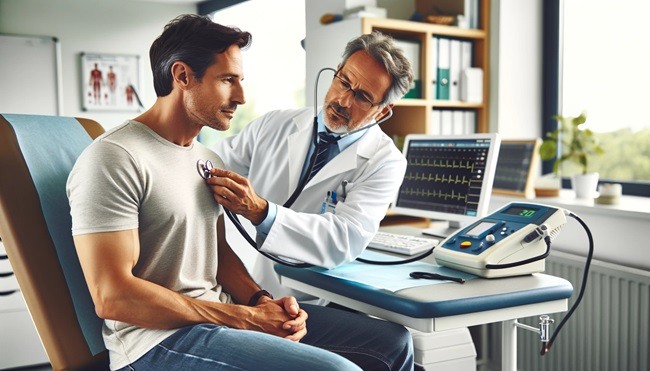 Bild eines Mannes über 40 bei einem Gesundheitscheck