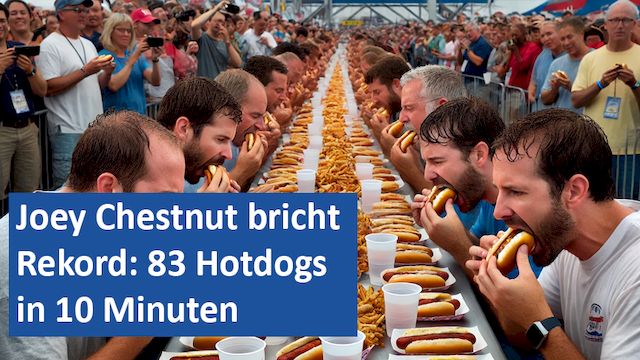 05092024 01 GER Joey Chestnut bricht Rekord 83 Hotdogs in 10 Minuten