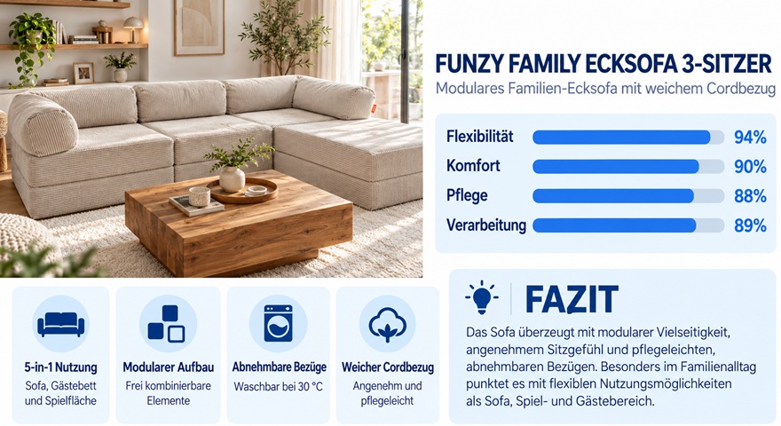 Funzy Family Ecksofa 3-Sitzer Erfahrungen